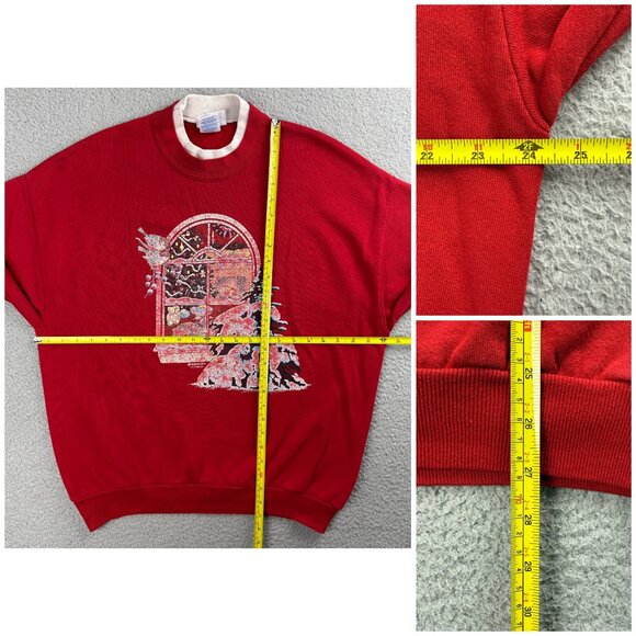 Vintage Morning Sun Sweatshirt Womens Extra Large Red H Harp Christmas Sweater 1 - Picture 11 of 11